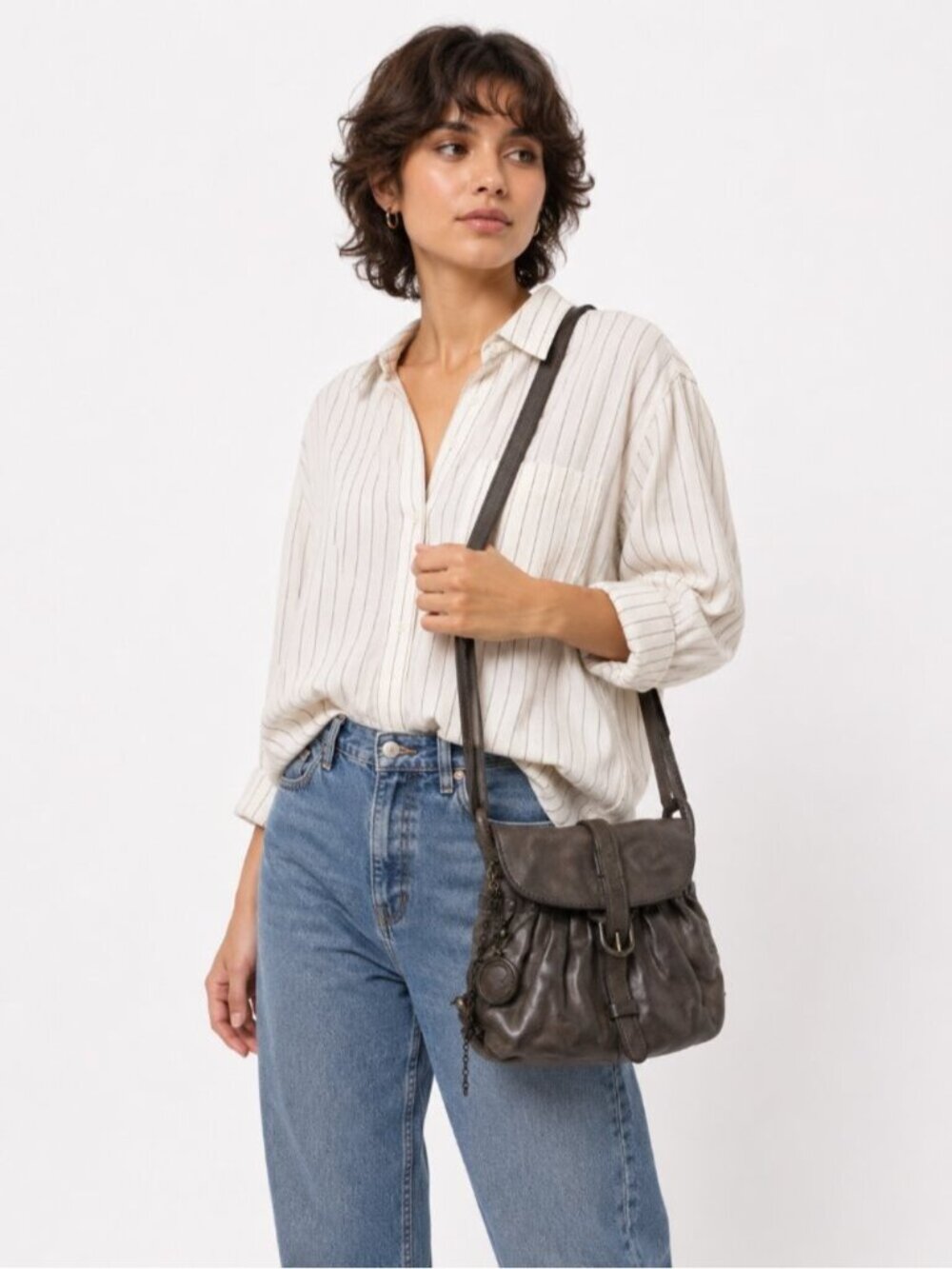 Aunts & Uncles Miss Truffle Dark Brown Leather Crossbody Bag